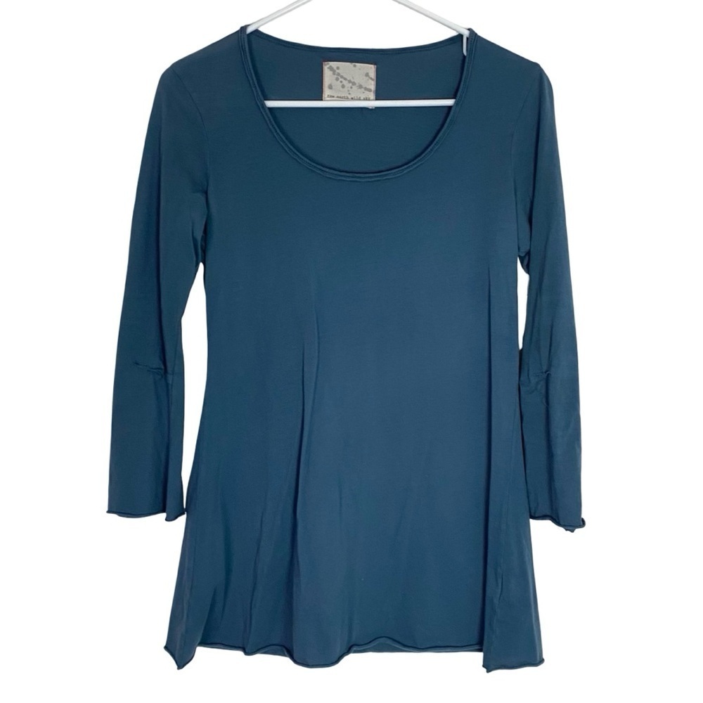 Raw Earth Wild Sky Tunic Tee Shirt Womens Size Medium Blue Organic Cotton Tshirt